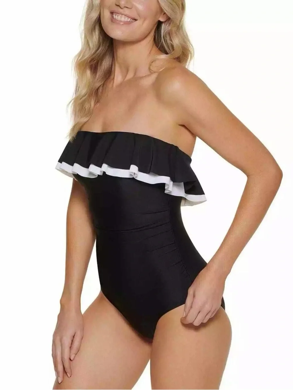 Tommy Hilfiger Women's Strapless Flounce One-Piece Swimsuit